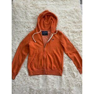 American Eagle Outfitters Zip Up Hoodie‎ Small Orange Full Zip Sweatshirt